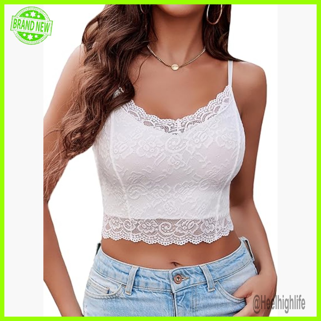 Lace Bralette Crop Top V-Neck Hollow Back Camisole